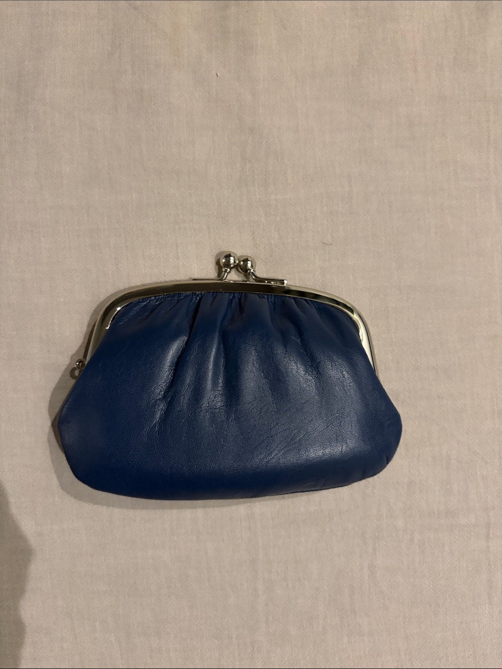 Matsunoya Navy Calf  Leather Kiss-Lock Coin Purse